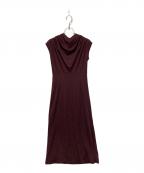 anuansアニュアンス）の古着「フロントドレープジャージーワンピース」｜ボルドー