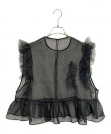 HeRIN.CYE（ヘリンドットサイ）の古着「シアー メニー フリル ベスト」｜ブラック