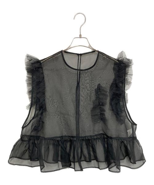 HeRIN.CYE（ヘリンドットサイ）HeRIN.CYE (ヘリンドットサイ) シアー メニー フリル ベスト ブラック サイズ:FREEの古着・服飾アイテム