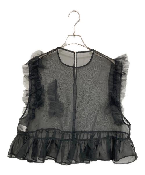 HeRIN.CYE（ヘリンドットサイ）HeRIN.CYE (ヘリンドットサイ) シアー メニー フリル ベスト ブラック サイズ:FREEの古着・服飾アイテム