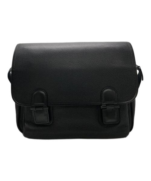 COMPLEX-GARDENS（コンプレックス ガーデンズ）COMPLEX-GARDENS (コンプレックス ガーデンズ) シュリンクレザー メッセンジャーバッグ ブラックの古着・服飾アイテム