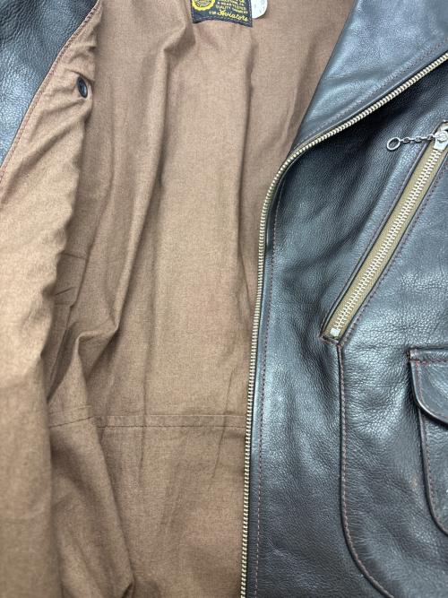 BILL KELSO MFG CO.（ビルケルソー・マニュファクチャリング・カンパニー）BILL KELSO MFG CO. (ビルケルソー・マニュファクチャリング・カンパニー) WILD BOY ダブルライダースジャケット ブラウン サイズ:42（実寸サイズをご確認ください）の古着・服飾アイテム