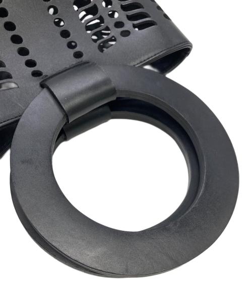 MODERNWEAVING（モダン ウィーヴィング）MODERNWEAVING (モダン ウィーヴィング) カッティングレザーバッグ ブラックの古着・服飾アイテム