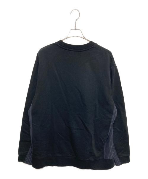 FRED PERRY（フレッドペリー）FRED PERRY (フレッドペリー) ピンストライプパネル クルーネックスウェット ブラック サイズ:Lの古着・服飾アイテム