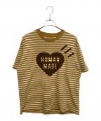 HUMAN MADEヒューマンメイド）の古着「HEART STRIPED T-SHIRT / ハートストライプTシャツ」｜ベージュ