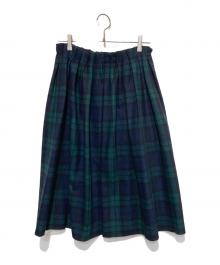 O'NEIL OF DUBLIN（オニールオブダブリン）の古着「aranciato別注 ウール ブレンド タック チェック スカート」｜グリーン