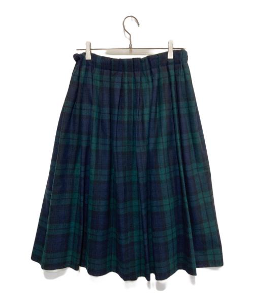 O'NEIL OF DUBLIN（オニールオブダブリン）O'NEIL OF DUBLIN (オニールオブダブリン) aranciato別注 ウール ブレンド タック チェック スカート グリーン サイズ:38の古着・服飾アイテム