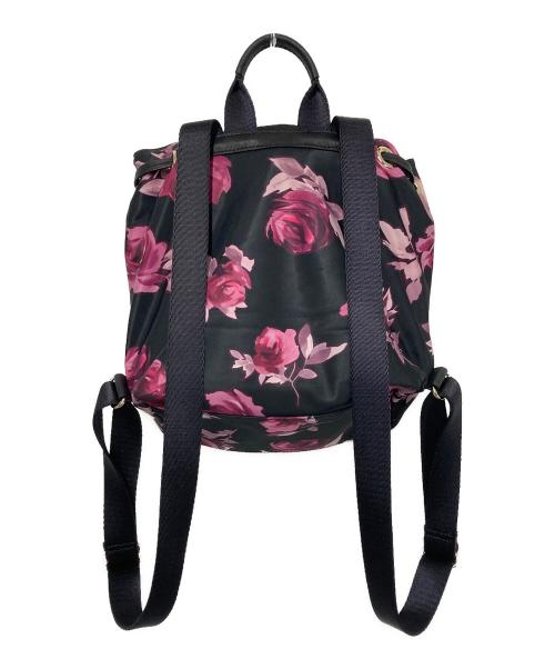 Kate Spade（ケイトスペード）Kate Spade (ケイトスペード) フラワープリントバックパック ブラック×ピンクの古着・服飾アイテム