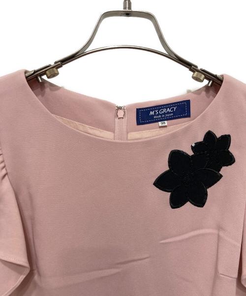 M'S GRACY（エムズグレイシー）M'S GRACY (エムズグレイシー) スパンコールフラワーワンピース ピンク サイズ:38の古着・服飾アイテム
