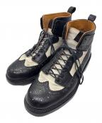 HENDER SCHEMEエンダースキーマ）の古着「冗談レースアップブーツ」｜ブラック×ホワイト