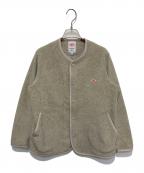 DANTONダントン）の古着「フリースカラーレスジャケット」｜ベージュ