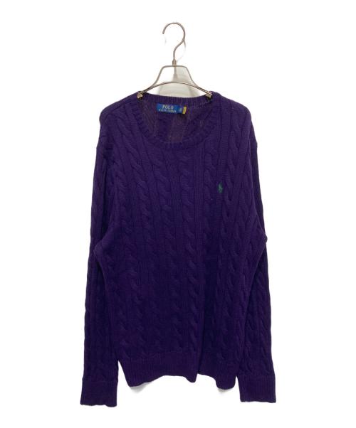 POLO RALPH LAUREN（ポロ・ラルフローレン）POLO RALPH LAUREN (ポロ・ラルフローレン) ケーブルニット パープル サイズ:Lの古着・服飾アイテム