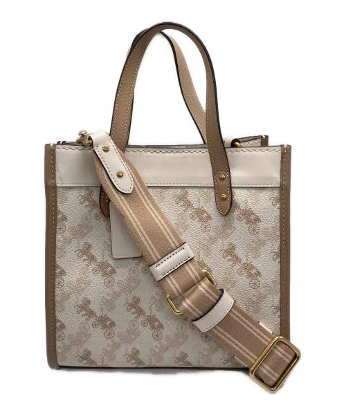 COACH（コーチ）COACH (コーチ) ホースアンドキャリッジ 2WAYバッグ ホワイト×ベージュの古着・服飾アイテム