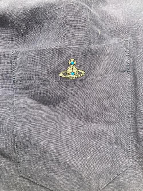 Vivienne Westwood man（ヴィヴィアン ウェストウッド マン）Vivienne Westwood man (ヴィヴィアン ウェストウッド マン) オーブ刺繍変形ロングシャツコート ネイビー サイズ:46の古着・服飾アイテム