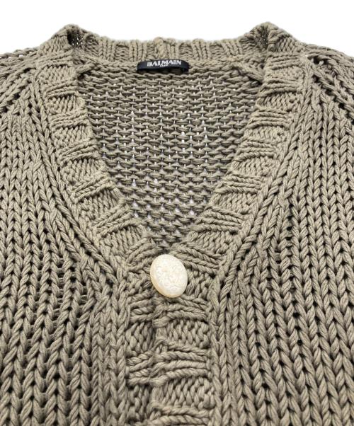 BALMAIN（バルマン）BALMAIN (バルマン) エンブレムボタン コットンカーディガン グリーン サイズ:Ｓの古着・服飾アイテム