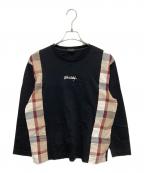 BLACK LABEL CRESTBRIDGEブラックレーベル クレストブリッジ）の古着「ノバチェックロングスリーブカットソー」｜ブラック