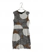 MaxMaraマックスマーラ）の古着「総柄ノースリーブワンピース」｜ホワイト×ブラック