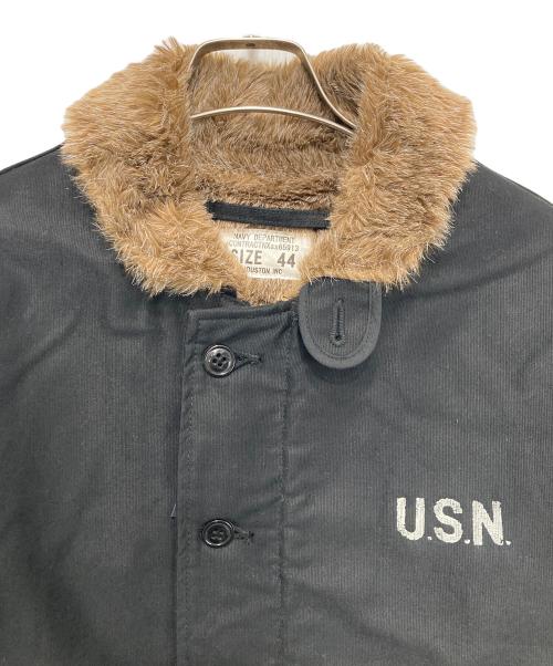HOUSTON（ヒューストン）HOUSTON (ヒューストン) N-1デッキジャケット ブラック サイズ:44の古着・服飾アイテム