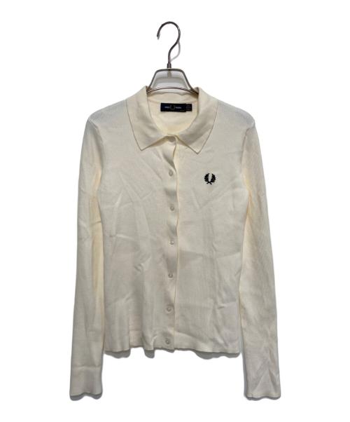 FRED PERRY（フレッドペリー）FRED PERRY (フレッドペリー) jeans factory (ジーンズファクトリー) 別注 ワンポイントロゴ刺繍 リブニットポロシャツ アイボリー サイズ:UK10の古着・服飾アイテム