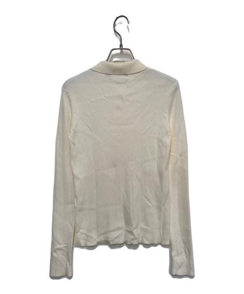 FRED PERRY（フレッドペリー）FRED PERRY (フレッドペリー) jeans factory (ジーンズファクトリー) 別注 ワンポイントロゴ刺繍 リブニットポロシャツ アイボリー サイズ:UK10の古着・服飾アイテム