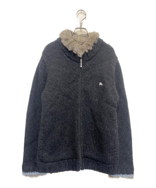 BURBERRY BLACK LABEL（バーバリーブラックレーベル）BURBERRY BLACK LABEL (バーバリーブラックレーベル) 裏ノヴァチェック ニットジャケット グレー サイズ:3の古着・服飾アイテム