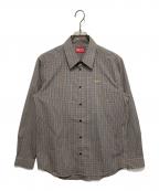 DIESELディーゼル）の古着「Dロゴ刺繍チェックシャツ」｜ブラウン