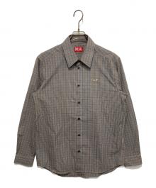 DIESEL（ディーゼル）の古着「Dロゴ刺繍チェックシャツ」｜ブラウン