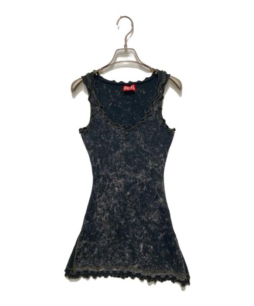DIESEL（ディーゼル）DIESEL (ディーゼル) Dロゴ刺繍ミニドレス ブラック サイズ:XSの古着・服飾アイテム