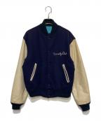 Championチャンピオン）の古着「70's 袖レザースタジャン」｜ネイビー