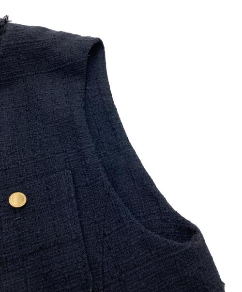 green label relaxing（グリーンレーベルリラクシング）green label relaxing (グリーンレーベルリラクシング) ツイードフリンジポケットベスト ネイビー サイズ:FREEの古着・服飾アイテム