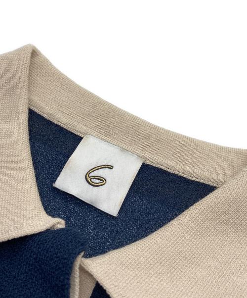 6(ROKU) BEAUTY&YOUTH（ロク ビューティーアンドユース）6(ROKU) BEAUTY&YOUTH (ロク ビューティーアンドユース) ニットポロシャツ ネイビー サイズ:FREEの古着・服飾アイテム