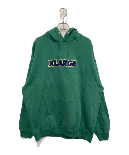X-LARGE（エクストララージ）X-LARGE (エクストララージ) ツー トーン スタンダード ロゴ プルオーバーフーディー グリーン サイズ:Lの古着・服飾アイテム