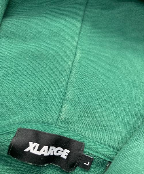 X-LARGE（エクストララージ）X-LARGE (エクストララージ) ツー トーン スタンダード ロゴ プルオーバーフーディー グリーン サイズ:Lの古着・服飾アイテム