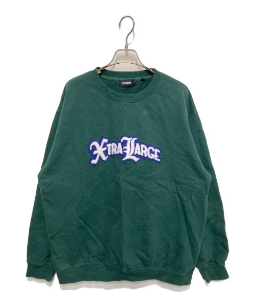 X-LARGE（エクストララージ）X-LARGE (エクストララージ) ロゴクルーネックスウェットシャツ グリーン サイズ:Lの古着・服飾アイテム