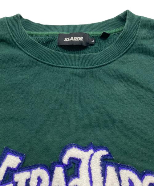 X-LARGE（エクストララージ）X-LARGE (エクストララージ) ロゴクルーネックスウェットシャツ グリーン サイズ:Lの古着・服飾アイテム