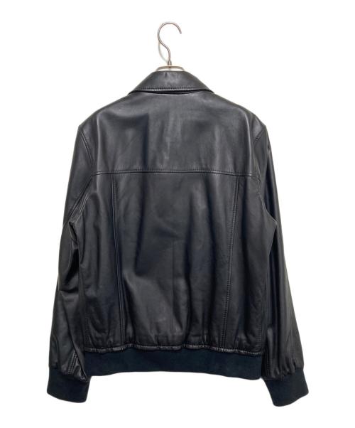 BOSS HUGO BOSS（ボス ヒューゴボス）BOSS HUGO BOSS (ボス ヒューゴボス) ラムレザーブルゾン ブラック サイズ:48の古着・服飾アイテム