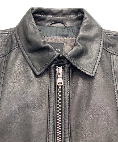 BOSS HUGO BOSS（ボス ヒューゴボス）BOSS HUGO BOSS (ボス ヒューゴボス) ラムレザーブルゾン ブラック サイズ:48の古着・服飾アイテム