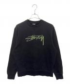 stussyステューシー）の古着「スムースストックアップリケスウェット」｜ブラック