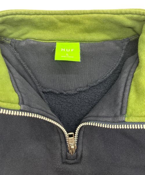 HUF（ハフ）HUF (ハフ) ハーフ刺繍ロゴジップ ネイビー×グリーン サイズ:Lの古着・服飾アイテム