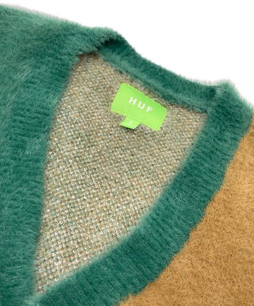 HUF（ハフ）HUF (ハフ) フィールズ グッド カーディガン グリーン×ブラウン サイズ:Sの古着・服飾アイテム