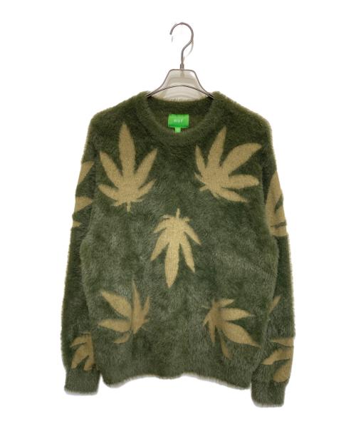 HUF（ハフ）HUF (ハフ) プラントライフ クルーセーター グリーン×ブラウン サイズ:Sの古着・服飾アイテム