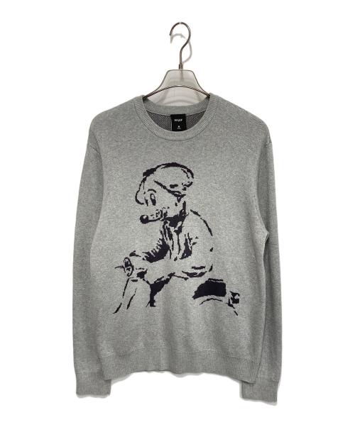 HUF（ハフ）HUF (ハフ) GIRL (ガール) マウスインターシャセーター グレー サイズ:Ｍの古着・服飾アイテム