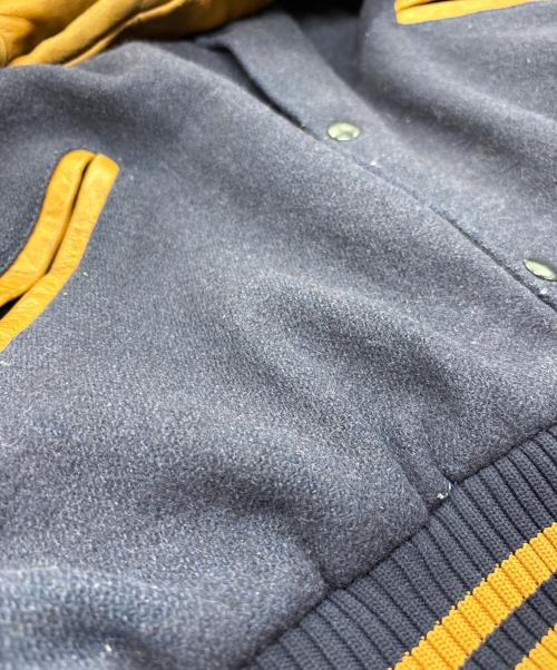 GAME SPORTSWEAR（ゲームスポーツウェア）GAME SPORTSWEAR (ゲームスポーツウェア) 90's袖レザースタジャン ネイビー×ブラウン サイズ:XLの古着・服飾アイテム