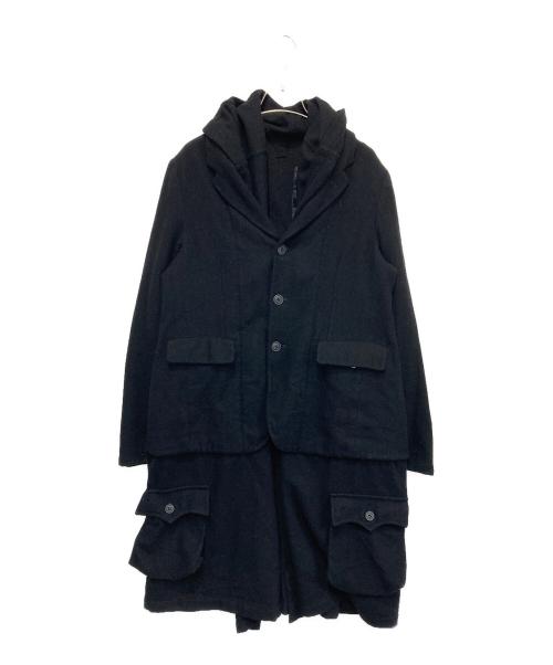 BLACK COMME des GARCONS（ブラックコムデギャルソン）BLACK COMME des GARCONS (ブラックコムデギャルソン) ドッキングコート ブラック サイズ:Ｓの古着・服飾アイテム