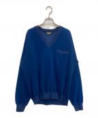 LEEリー）の古着「ヴィンテージVネックベロアスウェット」｜ネイビー