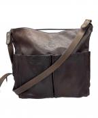 IL BISONTEイル ビゾンテ）の古着「ロゴ型押しレザーショルダーバッグ」｜ブラウン