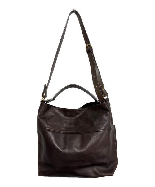 IL BISONTE（イル ビゾンテ）IL BISONTE (イル ビゾンテ) ロゴ型押しレザーショルダーバッグ ブラウンの古着・服飾アイテム