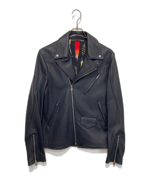 PAUL SMITH（ポールスミス）PAUL SMITH (ポールスミス) フェザー裏地 ダブルライダースジャケット ブラック サイズ:Ｍの古着・服飾アイテム