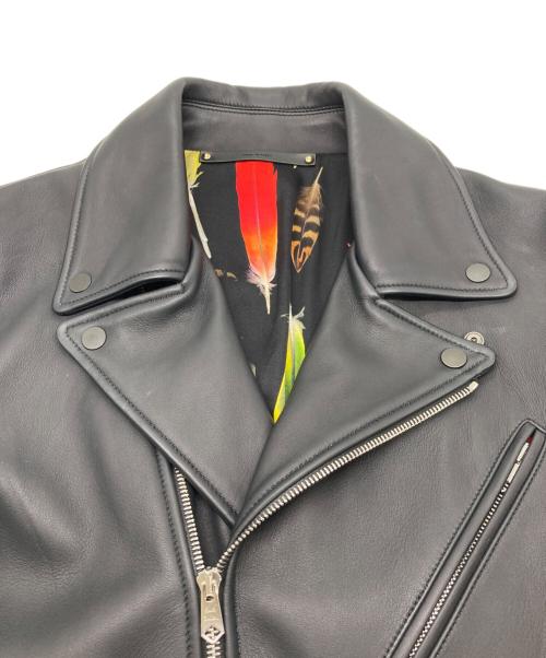 PAUL SMITH（ポールスミス）PAUL SMITH (ポールスミス) フェザー裏地 ダブルライダースジャケット ブラック サイズ:Ｍの古着・服飾アイテム