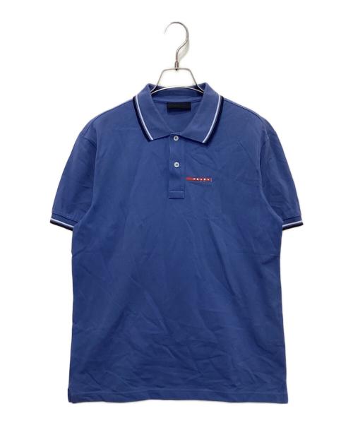 PRADA（プラダ）PRADA (プラダ) ラバーロゴポロシャツ ブルー サイズ:Lの古着・服飾アイテム